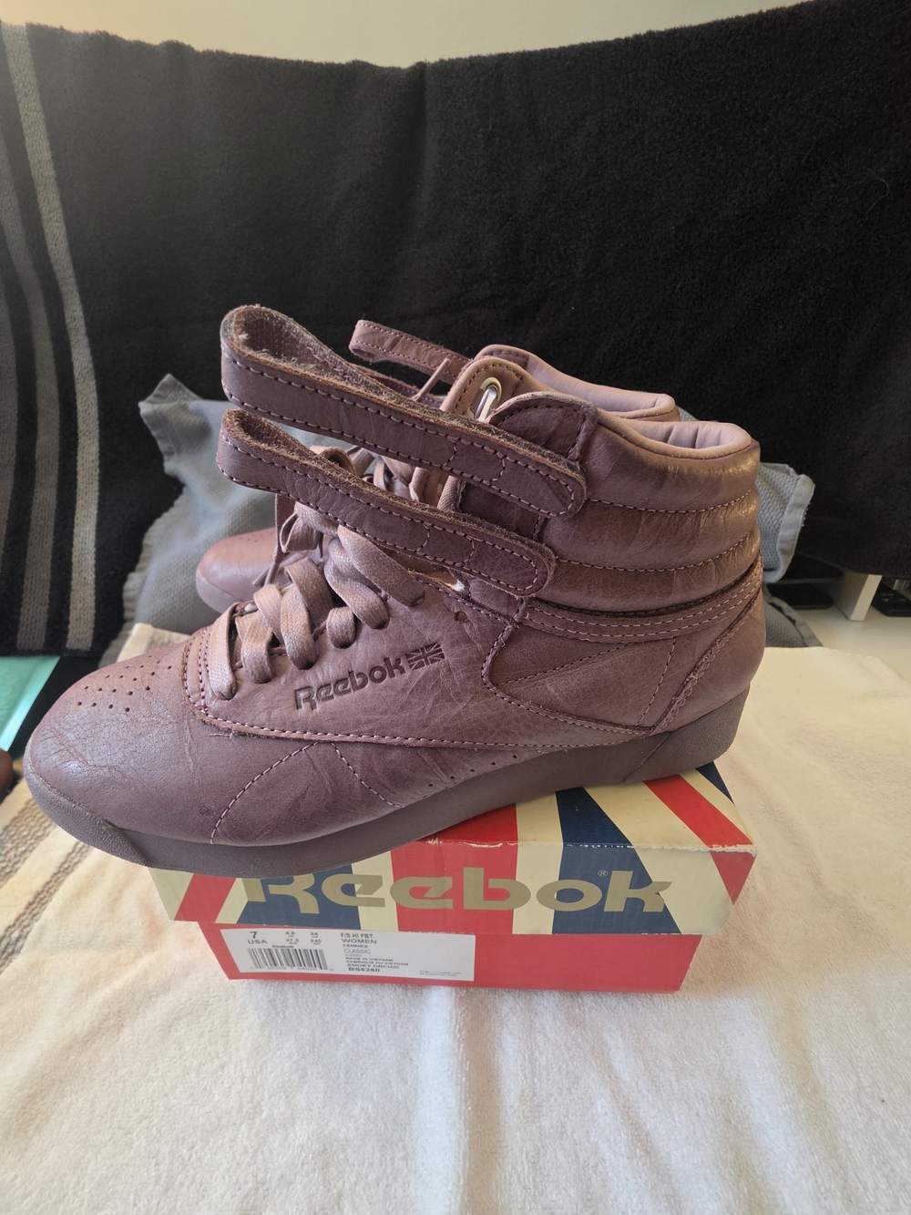 Reebok Classic Freestyle High-Top Sneakers in Mauve- Smoky Orchard, WOMEN Size 7 - Picture 6 of 12